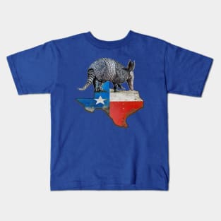 Armadillo Texas State Flag Map Kids T-Shirt